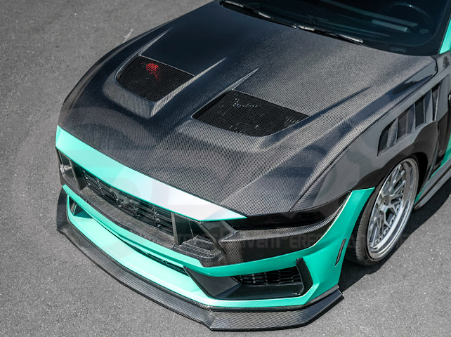 2024-Up Ford Mustang S650 Dark Horse | CARBON FIBER Front Upper Grille Insert Trim Pair